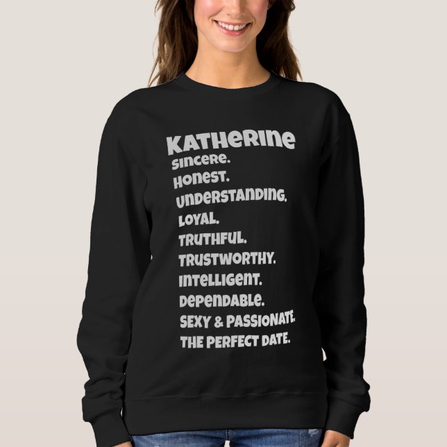 Camiseta Qualidades da Data Perfeita de Katherine   Dito Sa (Frente)