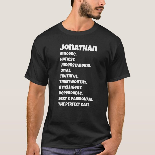 Camiseta Qualidades de uma Data Perfeita de Jonathan  Dito  (Frente)