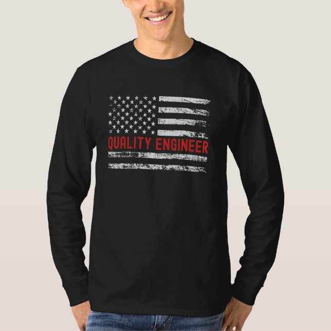 Camiseta Quality Engineer USA Flag Profession Retro Job Tit (Frente)