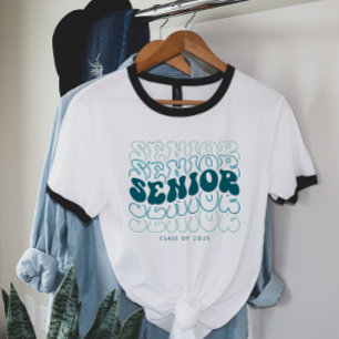 Camiseta Qualquer Cor   Graduação Superior Retro Ondulada
