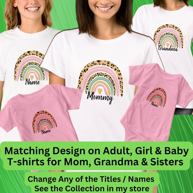 Camiseta Qualquer Nome Mãe Mamãe Avó Boho Arco-Íris (Criador carregado)