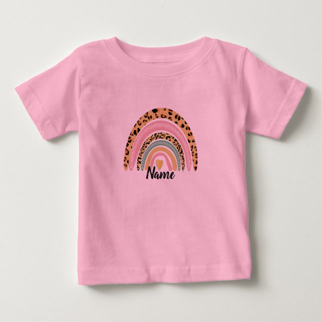 Camiseta Qualquer Nome Menina Boho Arco Arco-Íris Correspon (Frente)
