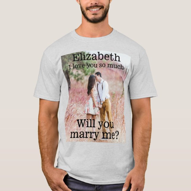 Camiseta Qualquer Texto Proposta de Casamento Foto Case Com (Frente)