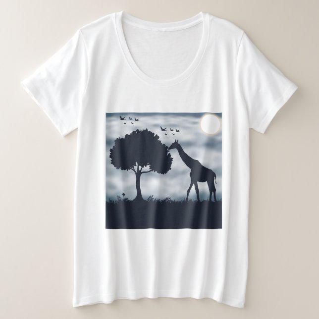 Camiseta Quando a Lua sussurra para a Girafa (Frente do Design)