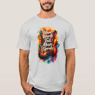 Camiseta Quando as Palavras Falham a Música Fala – Guitarra