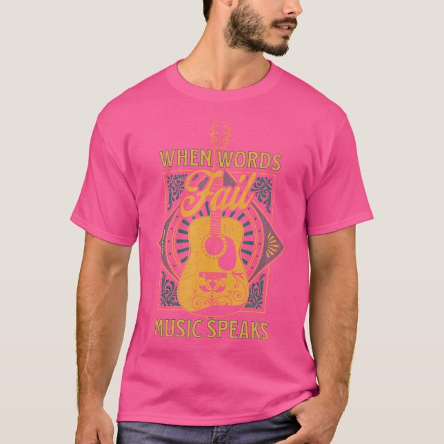 Camiseta Quando As Palavras Falham Música Fala Músico Vinta (Frente)