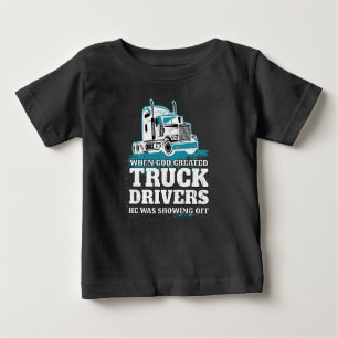 Camiseta Quando Deus Criou Motoristas De Caminhão Engraçado