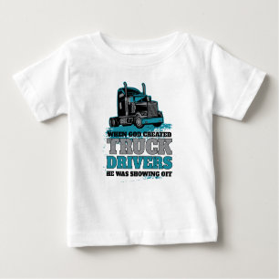Camiseta Quando Deus Criou Motoristas De Caminhão Engraçado