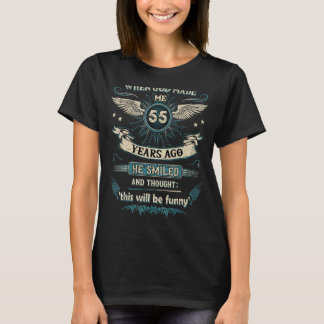 Camiseta Quando Deus Me Fez 55 Anos Atrás 55 Aniversário 1