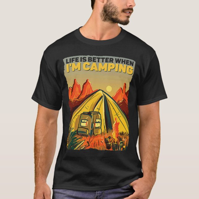 Camiseta Quando estou acampando. (Frente)