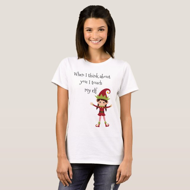 Camiseta Quando eu penso em você eu toco minha Mulher Elfa (Frente Completa)