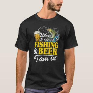 Camiseta Quando se trata de pesca e cerveja, eu sou um pesc