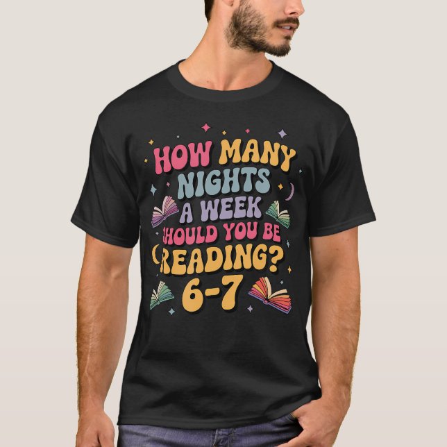 Camiseta Quantas Noites Lendo Meme 67 Seis Sete Professor  (Frente)