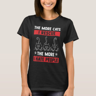 Camiseta Quanto Mais Gatos Eu Resgato Mais Eu Odeio as Pess