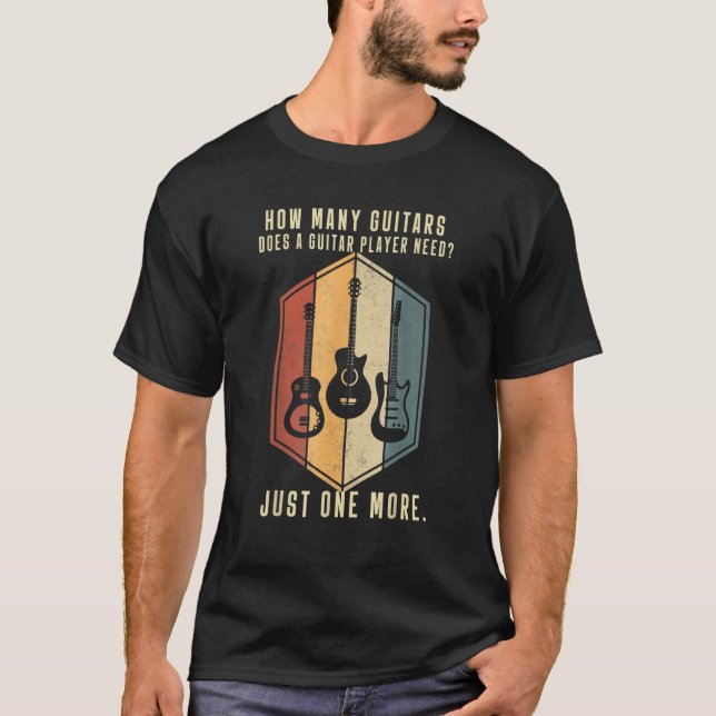 Camiseta Quantos Guitarras Oferecem Para Homens Jogadores D (Frente)