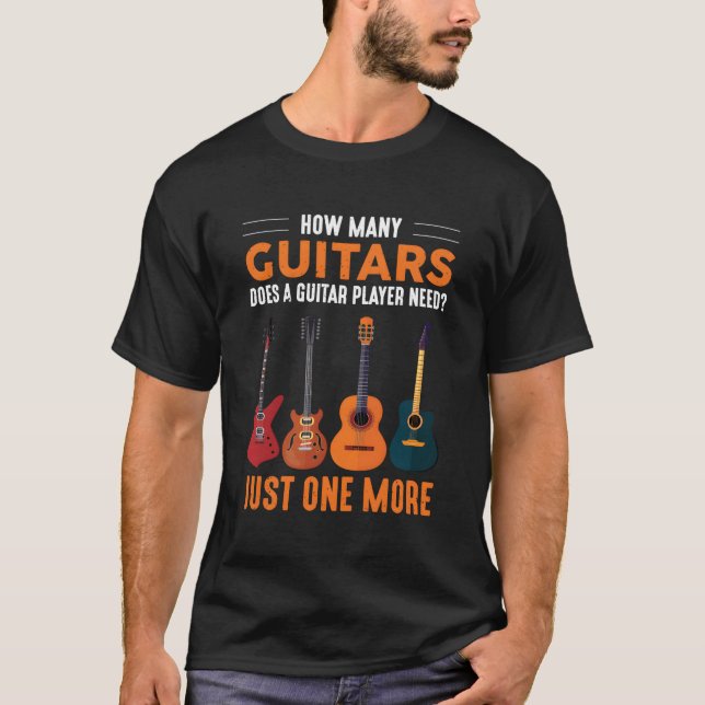 Camiseta Quantos Guitarras Um Jogador De Violão Precisa Ape (Frente)