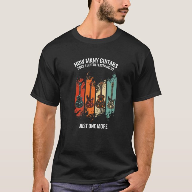 Camiseta Quantos Violões  Guitarrista Tocador de violão ret (Frente)