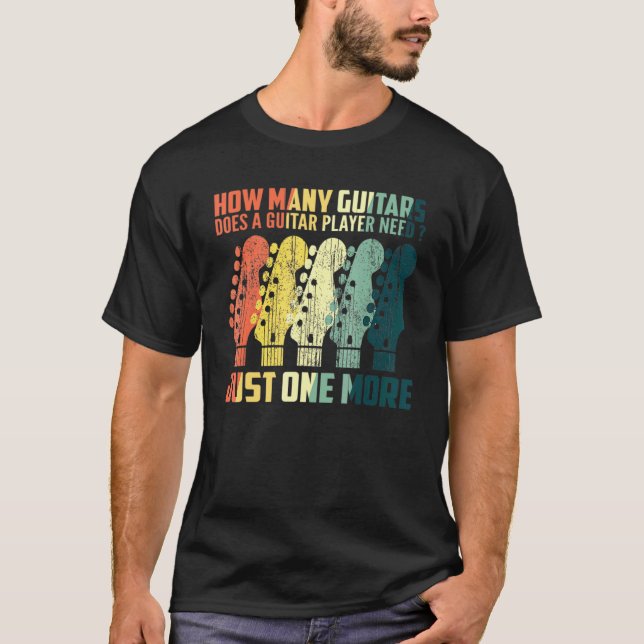 Camiseta Quantos Violões  Para Homens Tocadores de Guitarra (Frente)