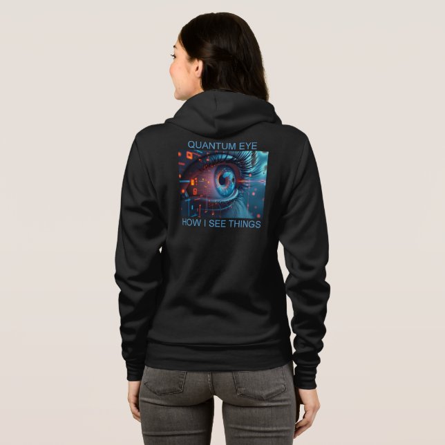Camiseta Quantum Eye coisas mulheres Bella capuz preto (Parte Traseira Completa)