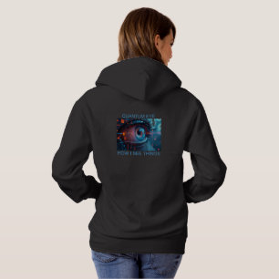 Camiseta Quantum Eye coisas mulheres capuz preto camisola p