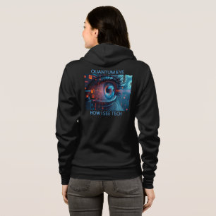 Camiseta Quantum Eye tecnologia mulheres Bella capuz preto