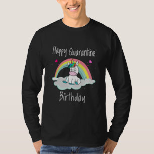 Camiseta Quarantine Birthday Unicorn arco-íris