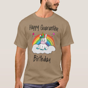 Camiseta Quarantine Birthday Unicorn arco-íris