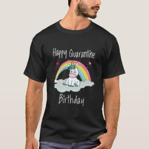 Camiseta Quarantine Birthday Unicorn arco-íris