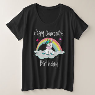 Camiseta Quarantine Birthday Unicorn arco-íris