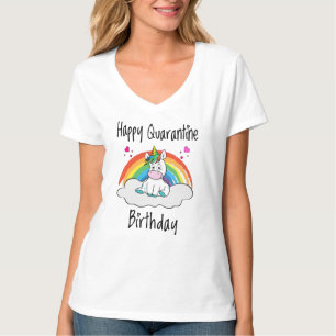 Camiseta Quarentena Aniversário Unicórnio arco-íris