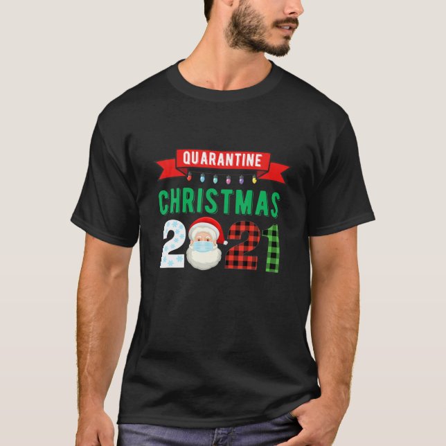 Camiseta Quarentena Papais noeis Natal Família Pijamas Engr (Frente)