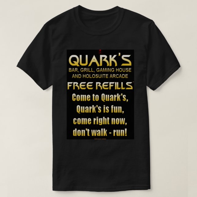 Camiseta Quark bar, grelhador, casa de jogos e arcade holos (Frente do Design)