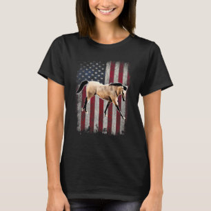 Camiseta Quarter Horse Patriótico Americano Bandeira Vintag