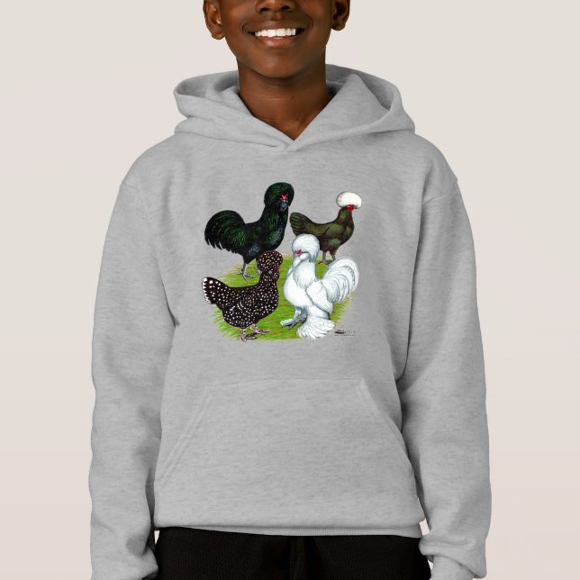 Camiseta Quarteto de frango com chapéu superior (Frente)