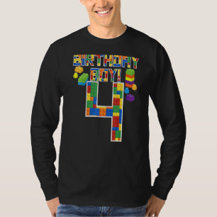 Camiseta Quarto aniversário bonito, 4 anos, barcos de const