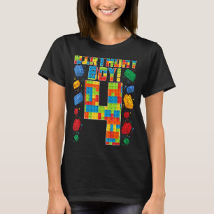 Camiseta Quarto aniversário bonito, 4 anos, barcos de const