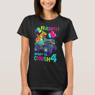 Camiseta Quarto Aniversário Caminhão Monstro do Dinossauro