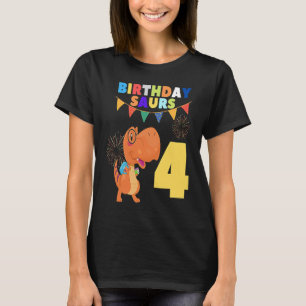 Camiseta Quarto Aniversário Dinossauro Pré-Histórico Para C