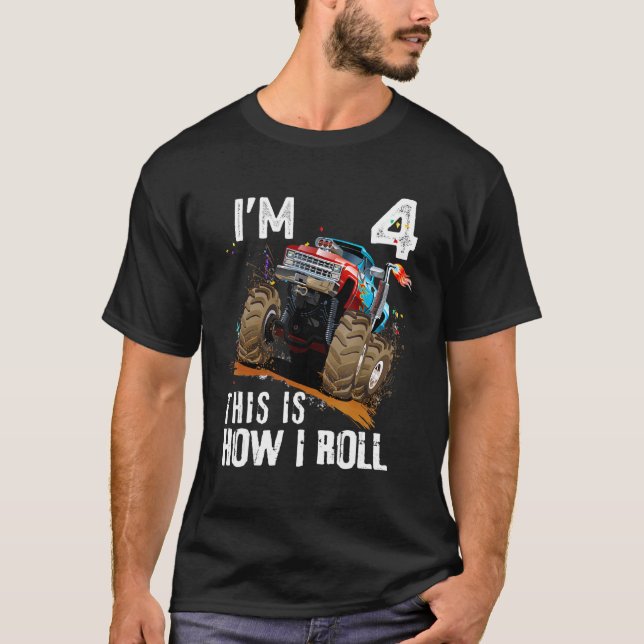 Camiseta Quarto Aniversário É Assim Que Eu Rolo Caminhão Mo (Frente)