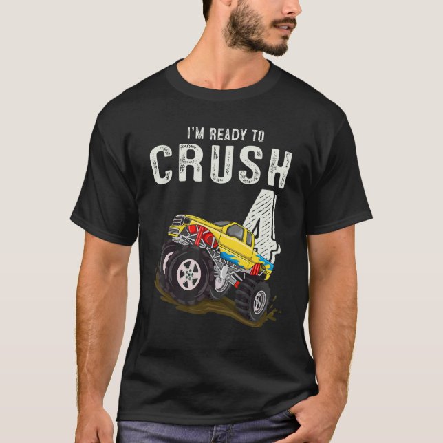 Camiseta Quarto Aniversário Meninos Estou Pronto Para Esmag (Frente)