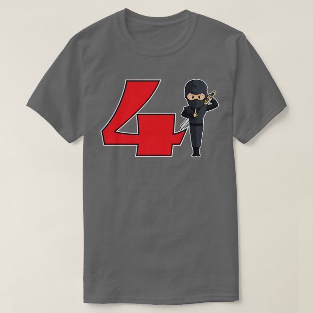 Camiseta Quarto aniversário Ninja Samurai Karate Taekwondo (Frente do Design)