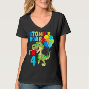 Camiseta Quarto aniversário para rapazes Dinossauros Stomp 