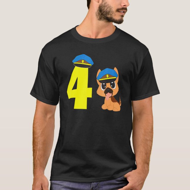 Camiseta Quarto Cão da Polícia de Aniversário (Frente)
