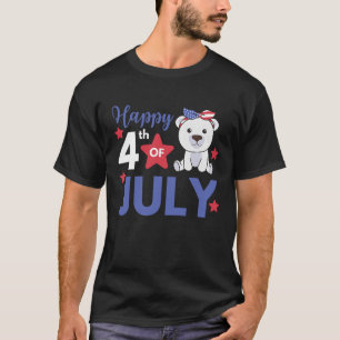 Camiseta Quarto De Julho, Urso Polar Americano Para Criança