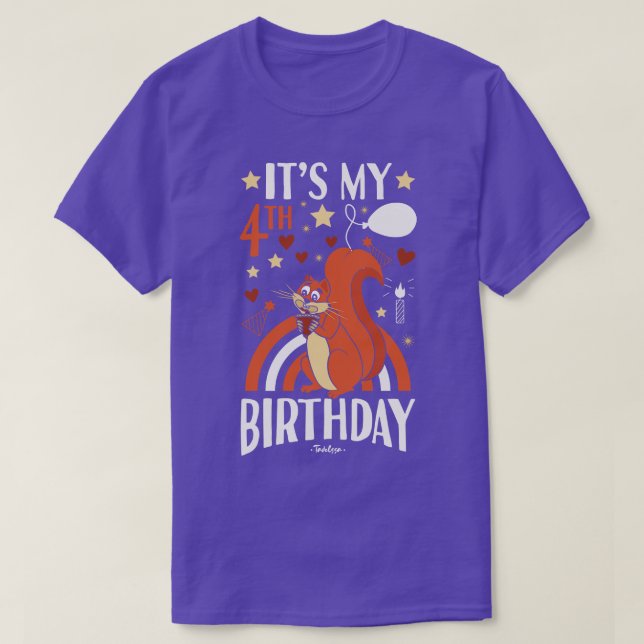 Camiseta Quarto Esquilo de Aniversário (Frente do Design)