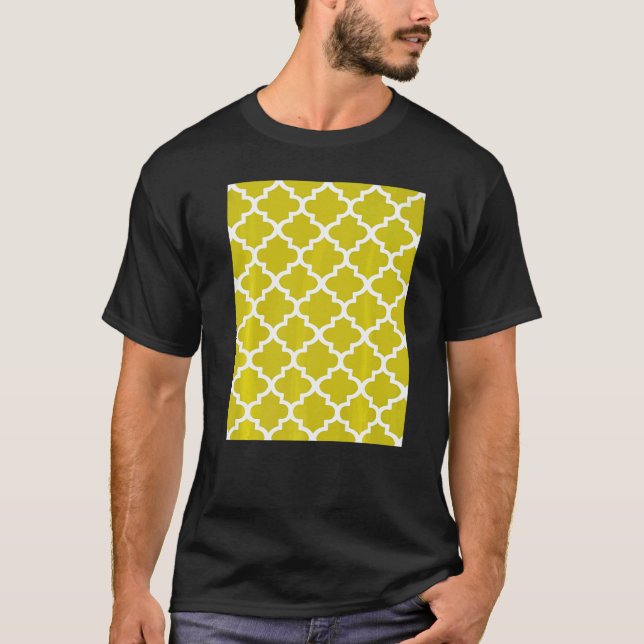 Camiseta Quatrefoil Pattern In White Outline On Mustard Yel (Frente)