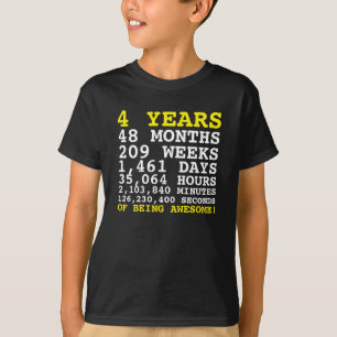 Camiseta Quatro 4 anos sendo incrível 4º aniversário da T-S