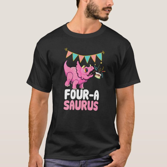 Camiseta Quatro A Saurus Dinossaur Cute Kiddo Triceratops 1 (Frente)