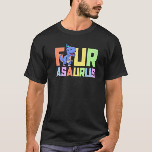 Camiseta Quatro Asaurus, 4 Anos Festa de aniversário De Din