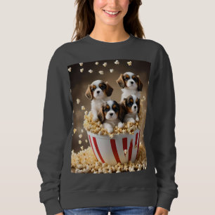 Camiseta Quatro Cavalier Spaniel Puppies Na Pipoca,